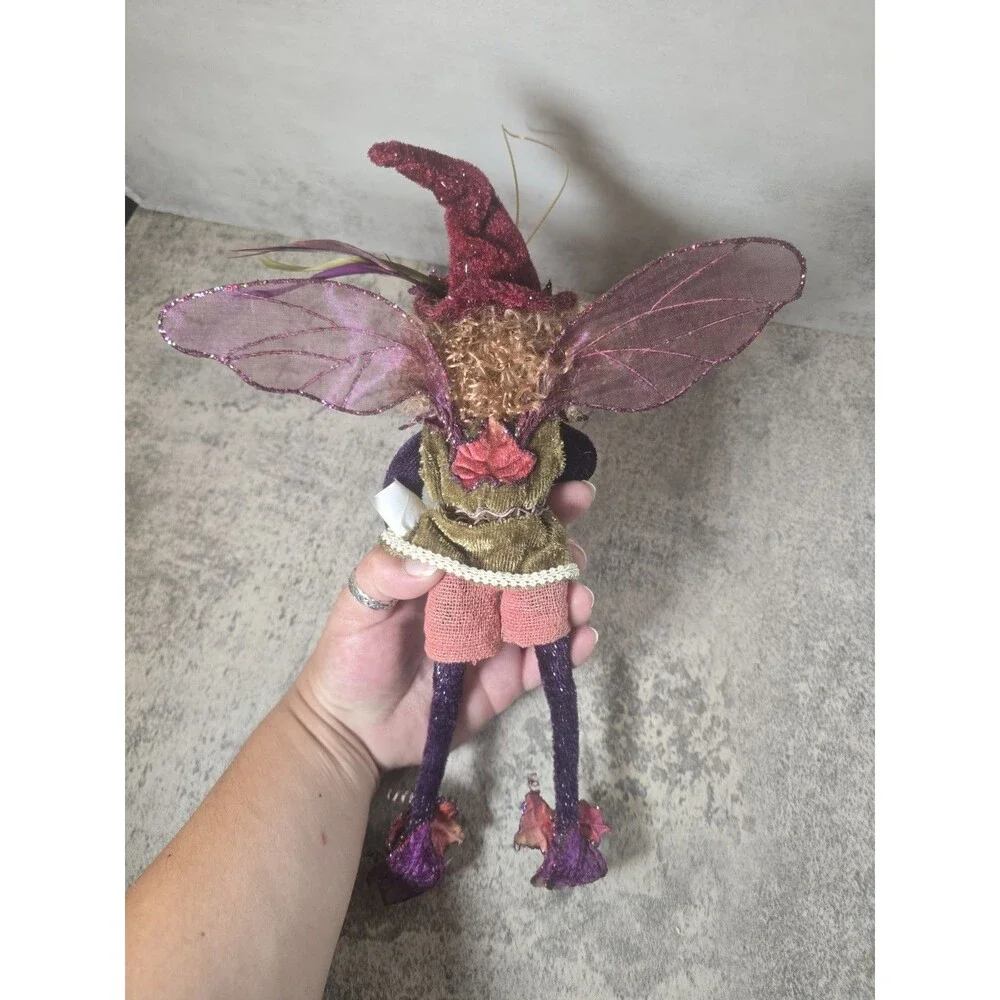Vintage Mark Roberts Style Poseable Fairy Elf Doll Shelf Sitter Velvet Wings 16”